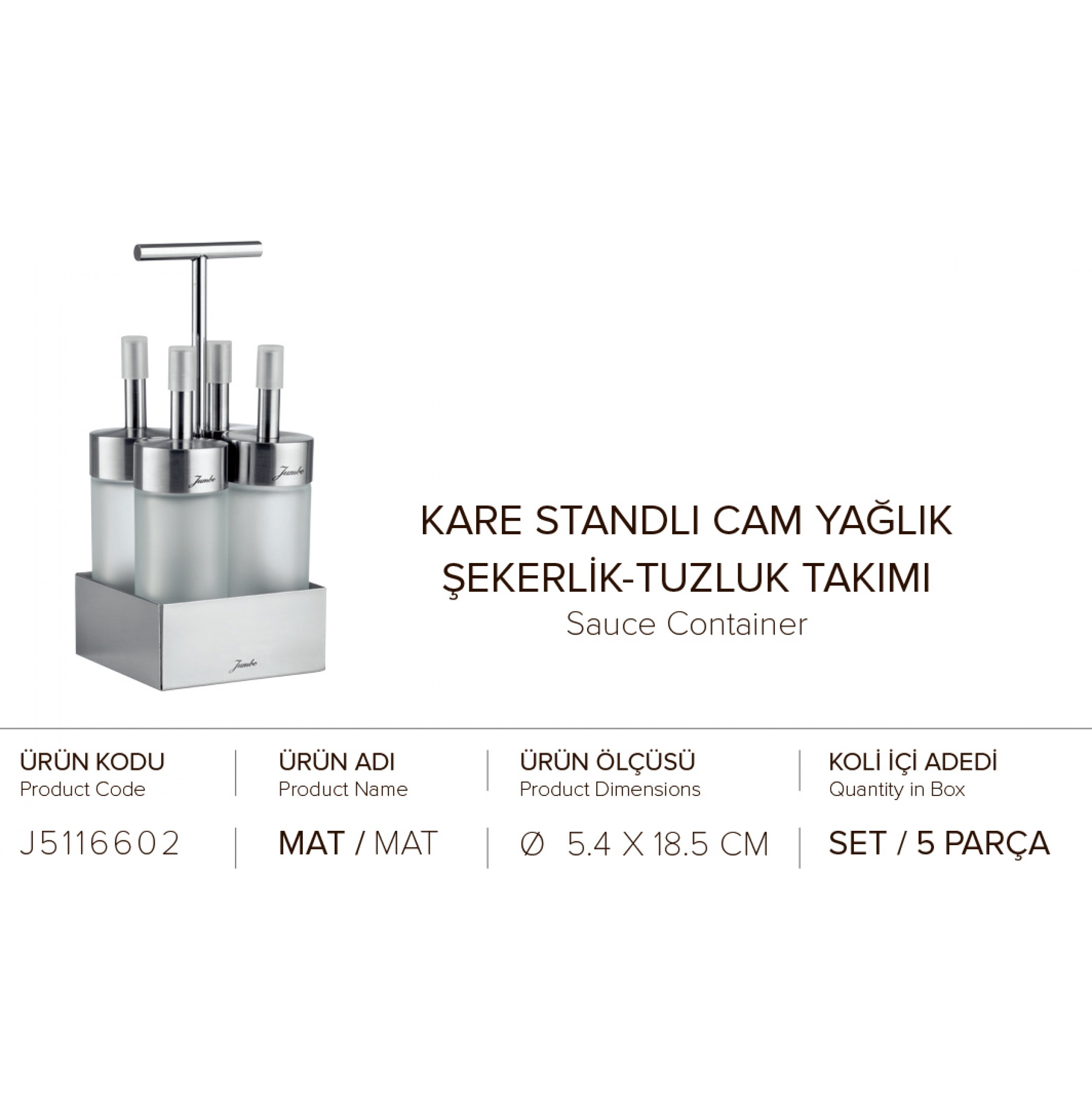 KARE STANDLI CAM YAGLIK ŞEKERLİK TUZLUK TAKIMI