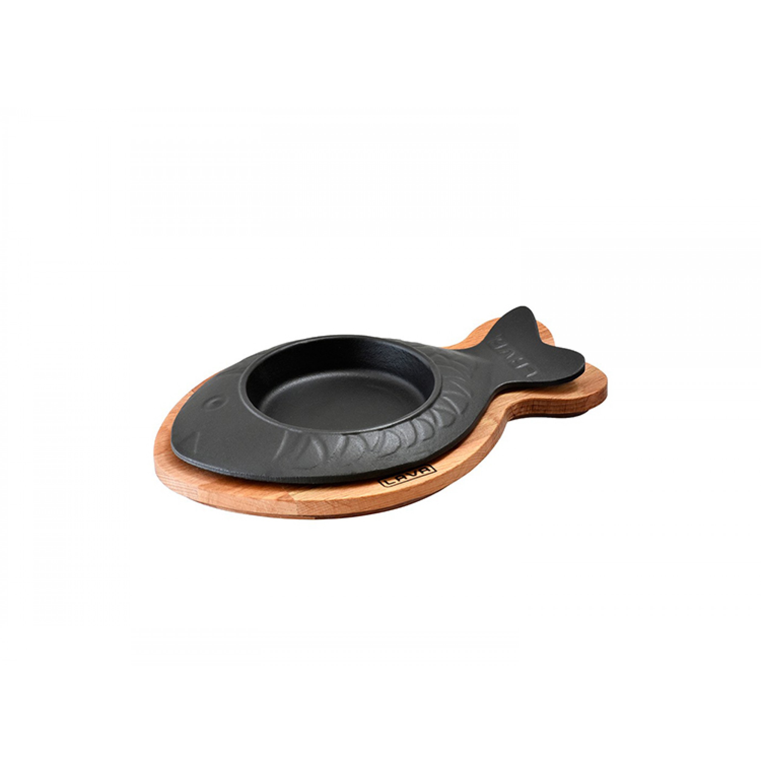 Lava Ahşap Altlıklı Balık Şekli Servis Tabağı Çap 10 cm