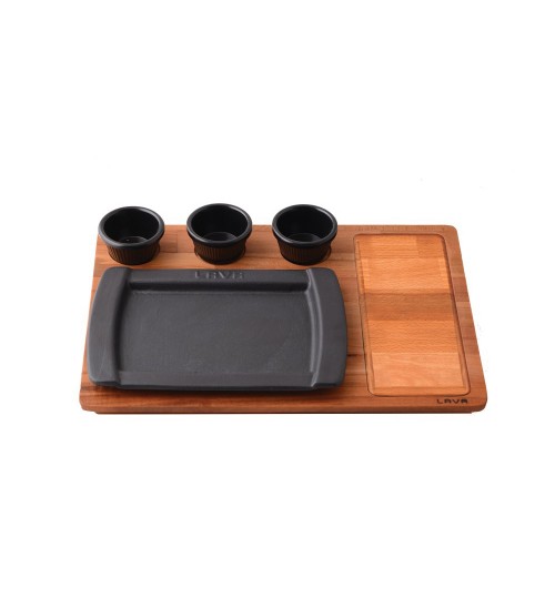 Lava Ahşap Altlıklı Dikdörtgen Servis Tabağı 17×25 cm