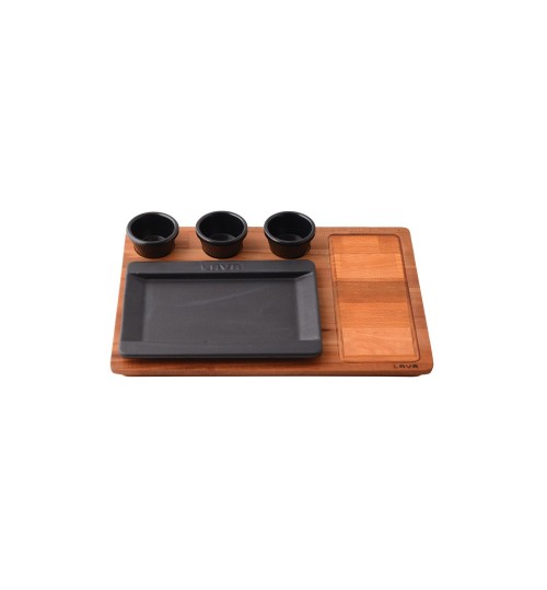 Lava Ahşap Altlıklı Dikdörtgen Servis Tabağı 18×25 cm