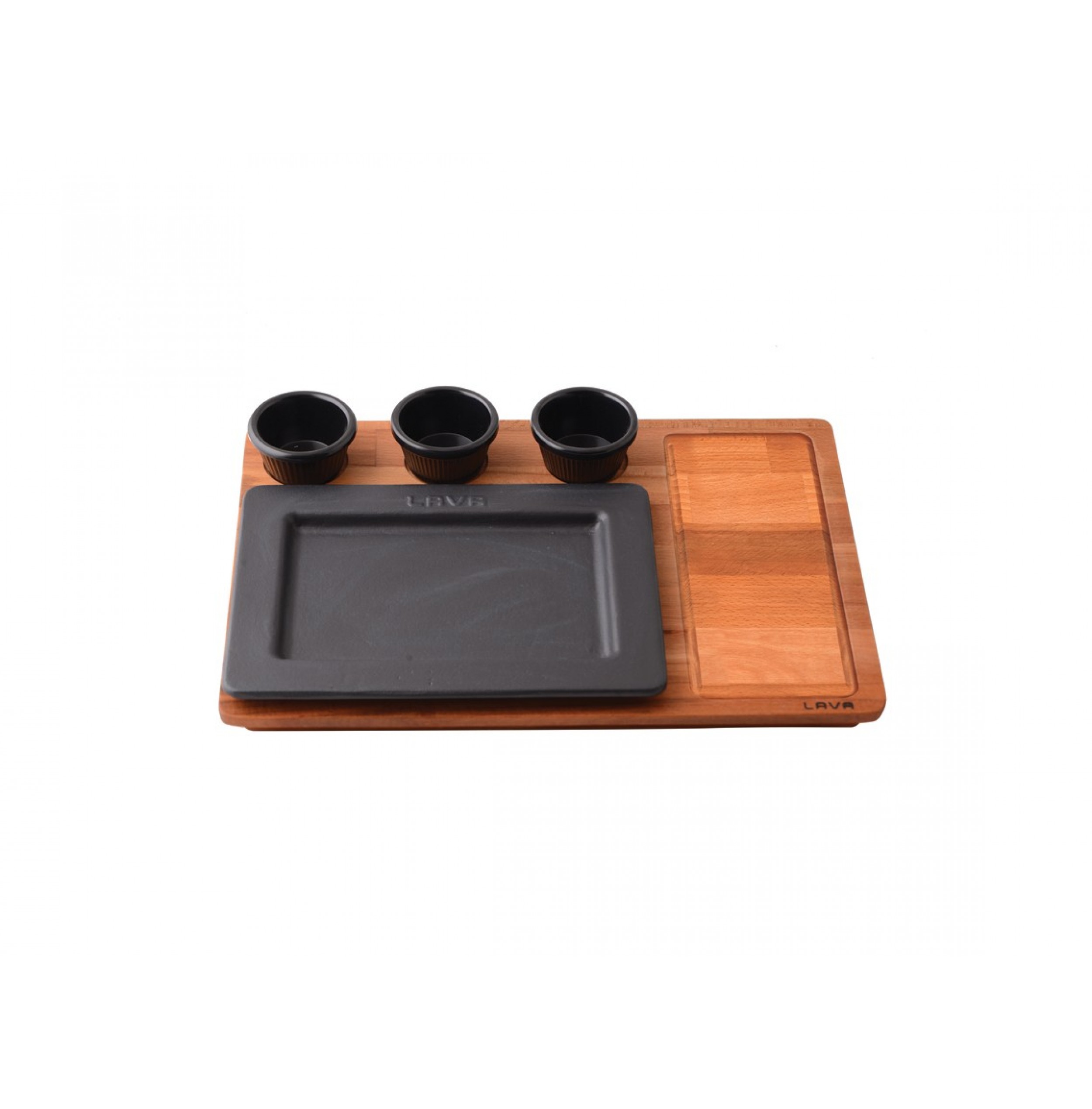 Lava Ahşap Altlıklı Dikdörtgen Servis Tabağı 19×26 cm