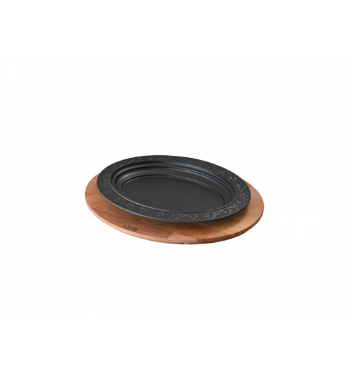 Lava Ahşap Altlıklı Oval Döner Kebap Tabağı 32×23 cm