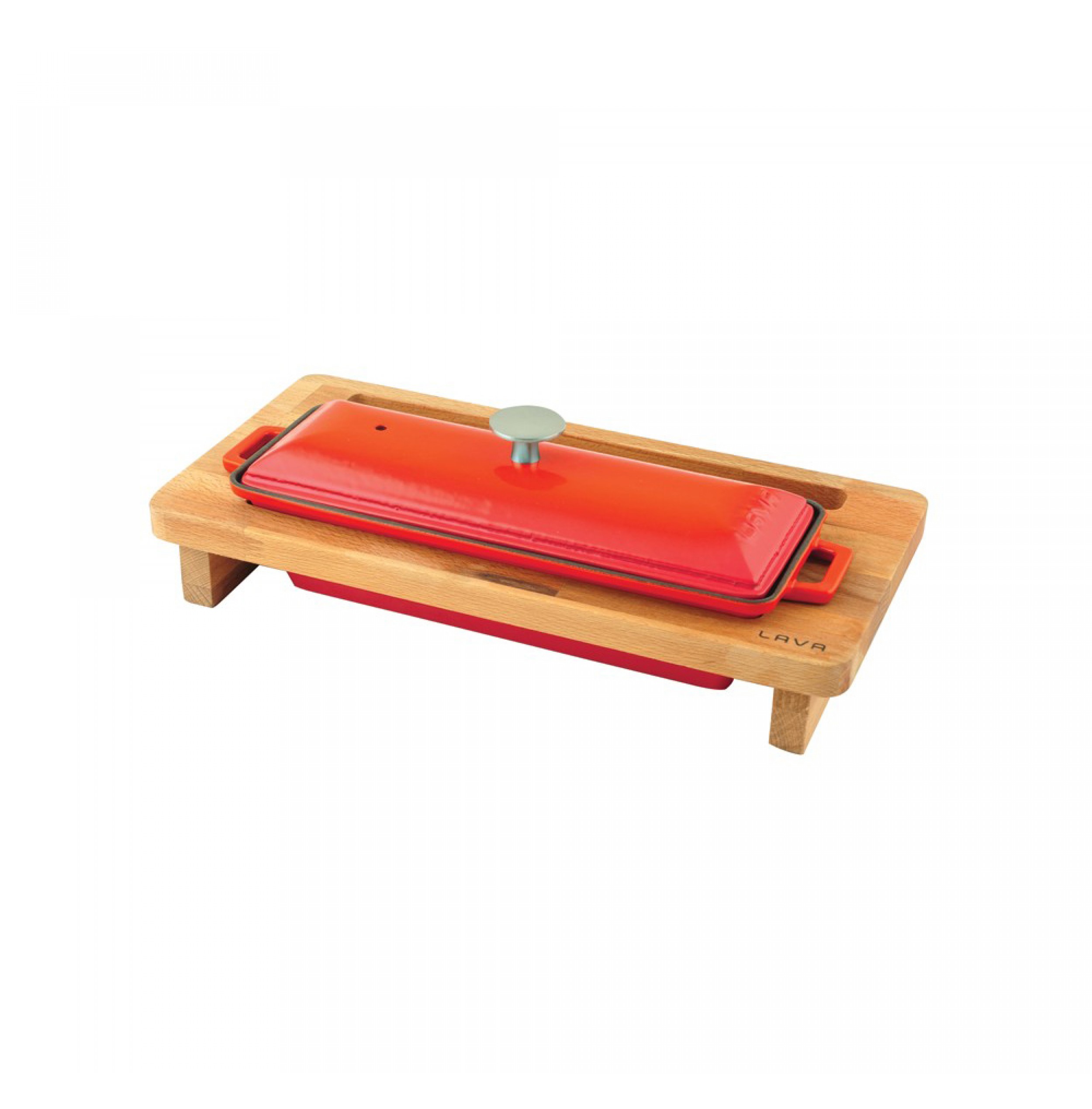 Lava Ahşap Standlı Döküm Demir  Terrine, Ekmek Kabı 8,5×26,5 cm