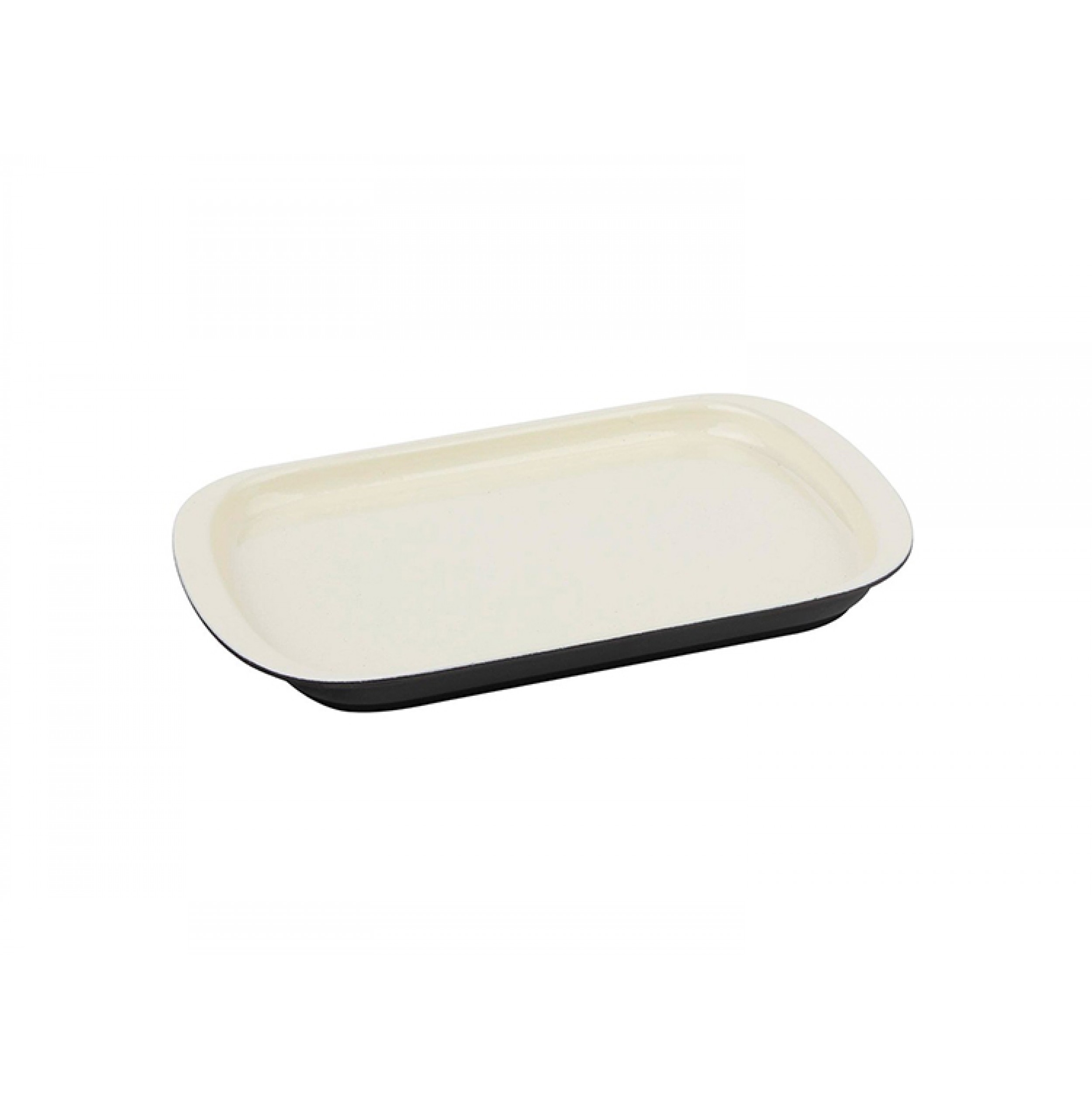 Lava Döküm Demir Servis Tabağı 32×20 cm Krem
