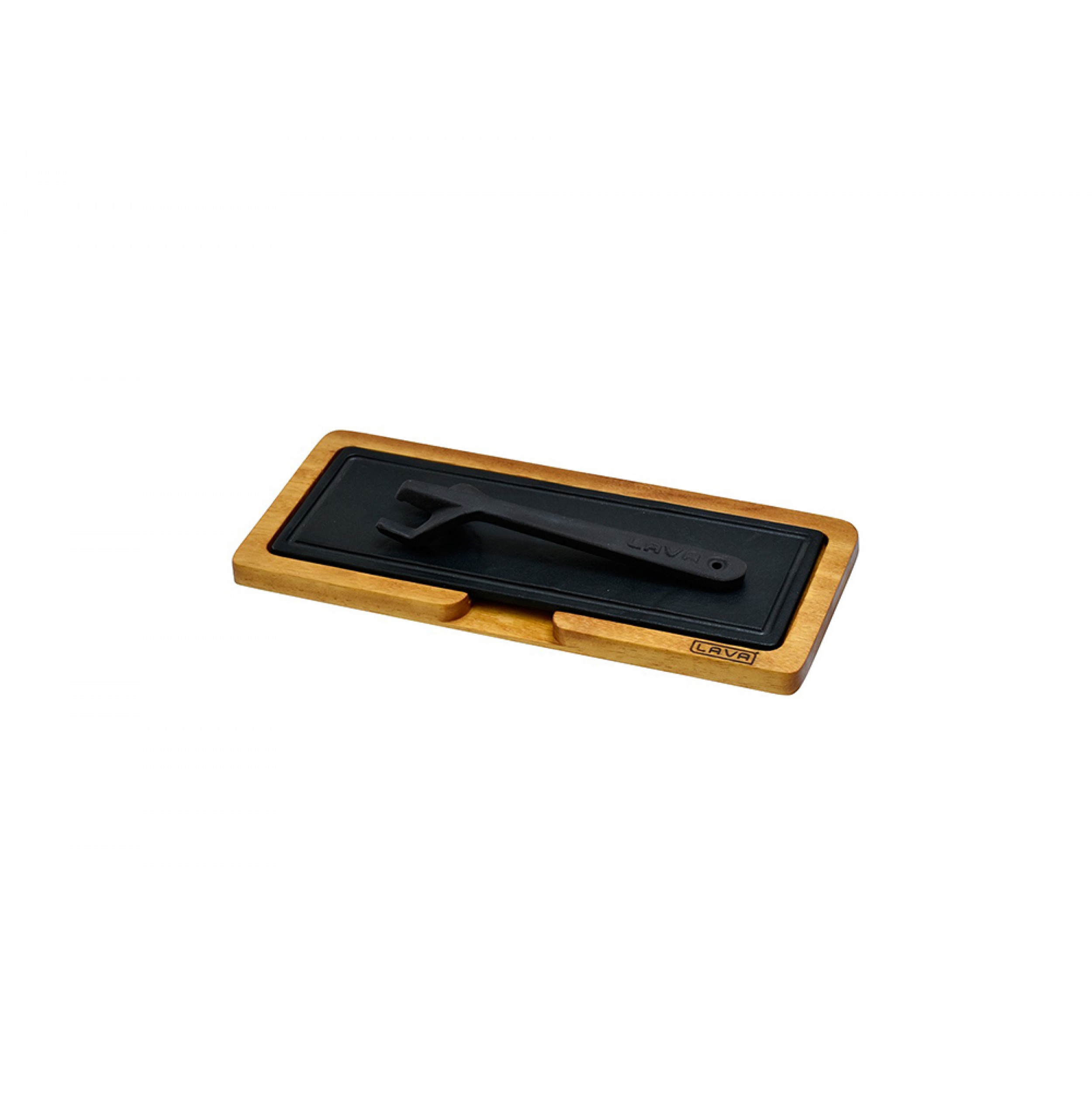 Lava Ahşap Servis Tahtası, Hot Plate Döküm Demir Plakalı 11×30 cm