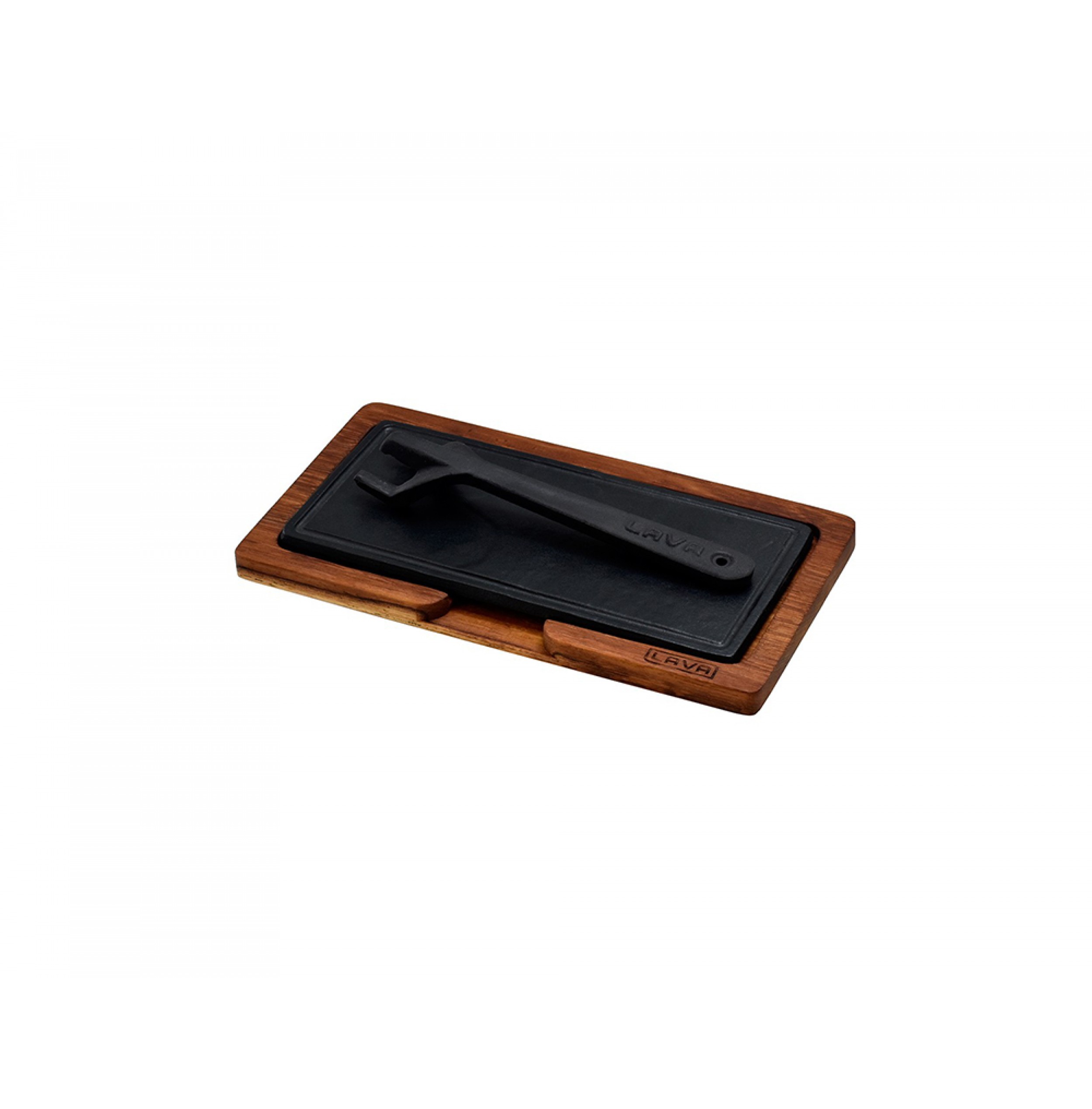 Lava Ahşap Servis Tahtası, Hot Plate Döküm Demir plakalı 12×25 cm